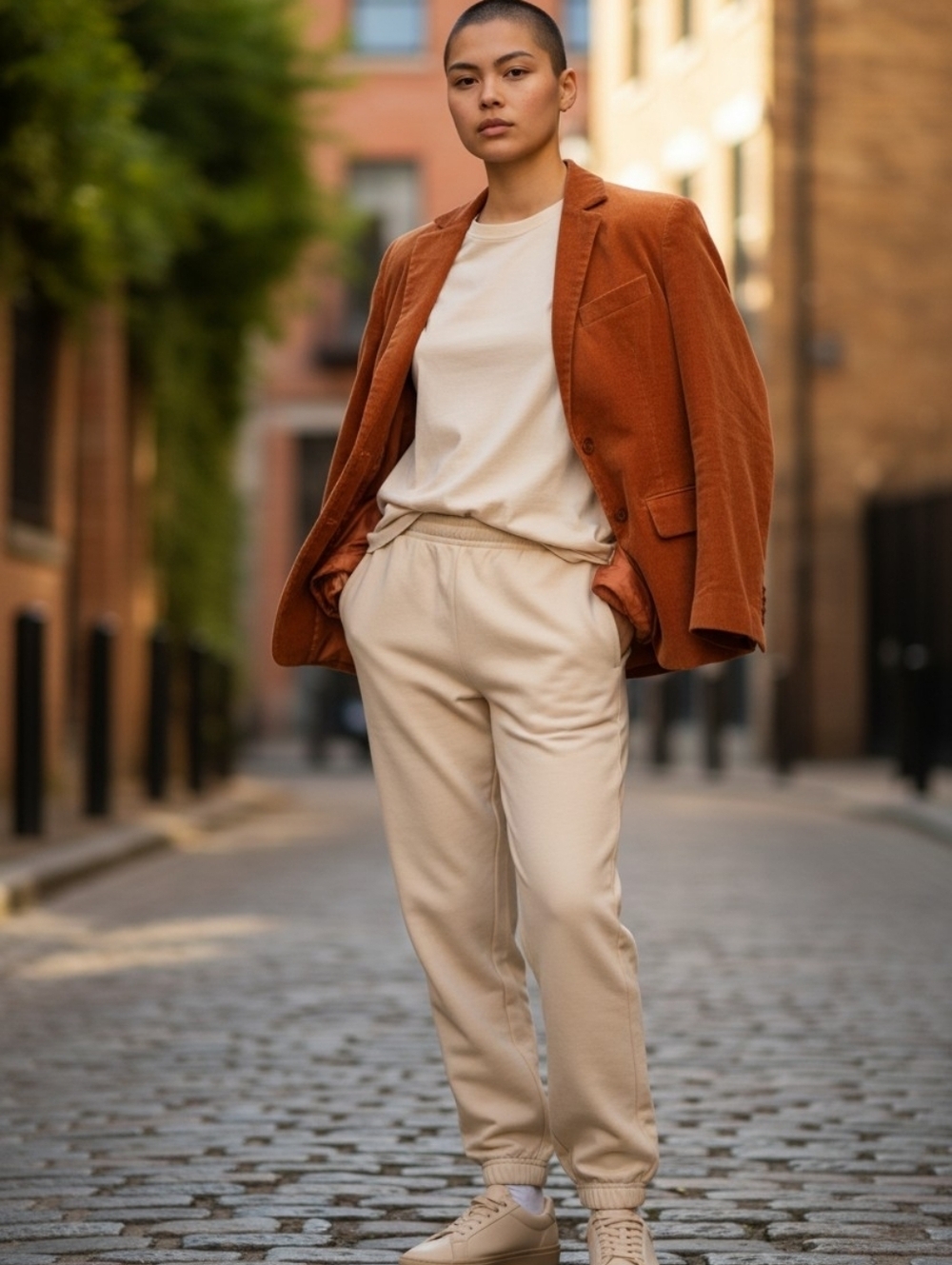 AKRIS Punto Corduroy Blazer Burnt Orange Cotton Jacket Womens 10 12 Vintage